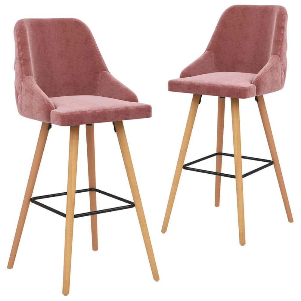Vidaxl Barové stoličky 2 ks, ružové, zamat